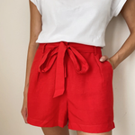Load image into Gallery viewer, Holtz Linen Shorts in Red
