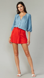 Load image into Gallery viewer, Holtz Linen Shorts in Red
