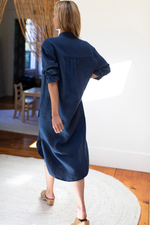 Load image into Gallery viewer, Midi Shirtdress - Lake Blue Linen
