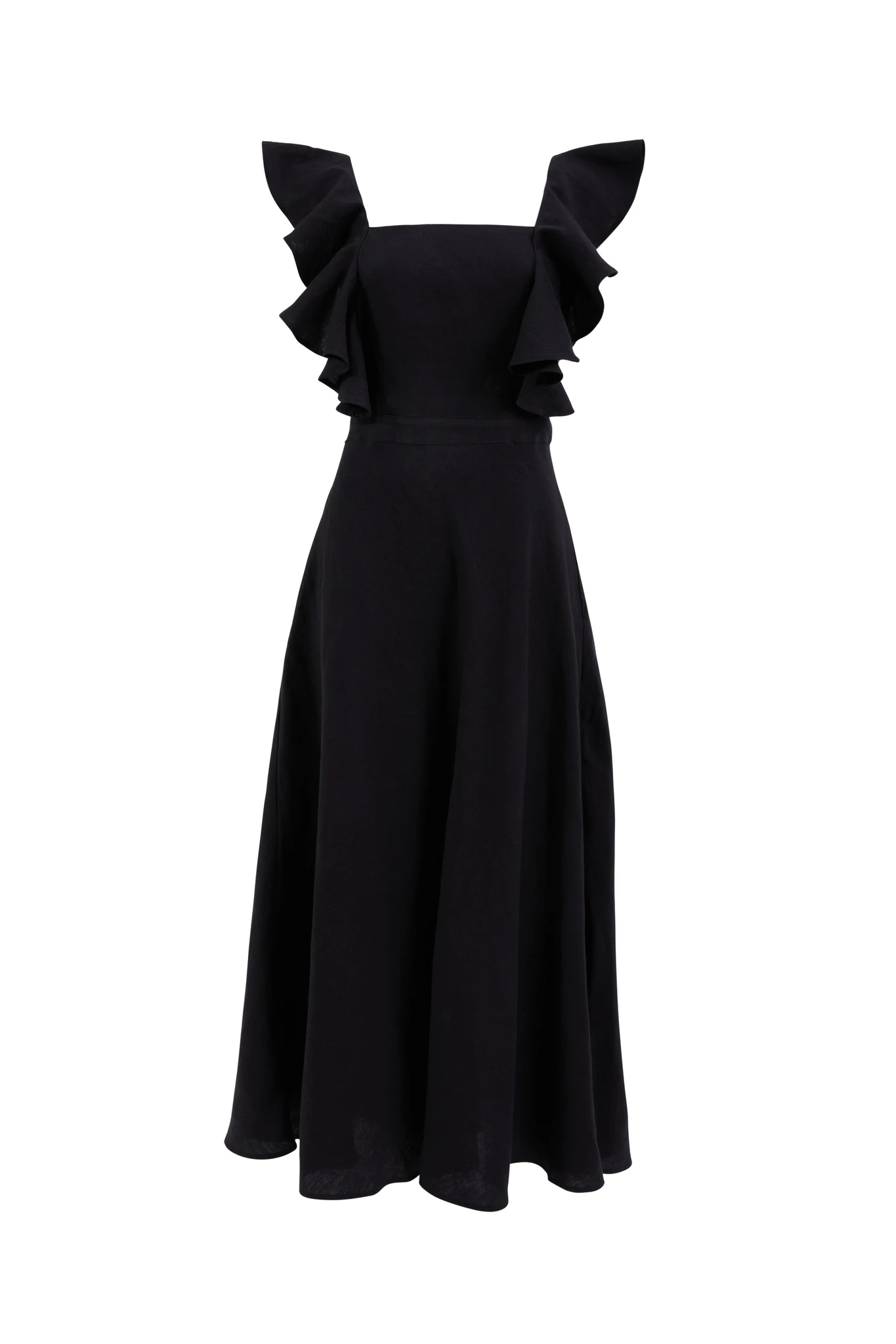 Portia Black Linen Maxi