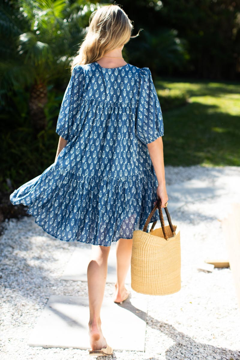 Puff Isla Dress - Marguerite Blue